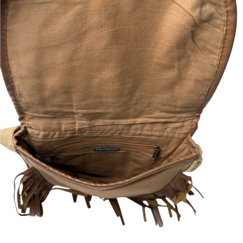 Beaded Fringe Crossbody Bag - Green turquoise and Brown 46” Strap Boho Country - Picture 6 of 12